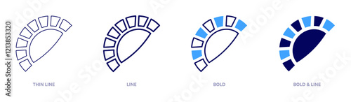 Empanada icon in 4 different styles. Thin Line, Line, Bold, and Bold Line. Duotone style. Editable stroke