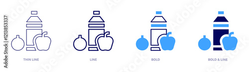 Feeding icon in 4 different styles. Thin Line, Line, Bold, and Bold Line. Duotone style. Editable stroke