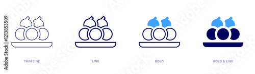 Laddu icon in 4 different styles. Thin Line, Line, Bold, and Bold Line. Duotone style. Editable stroke