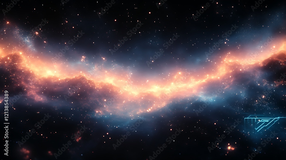 Fototapeta premium Celestial Nebula Cosmic Dust Glowing Starscape