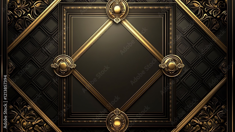 Obraz premium Ornate Gold and Black Decorative Panel Design