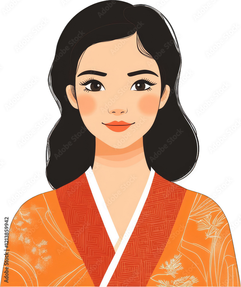 A Young Woman Wearing Traditional Korean Hanbok A Young Woman Wearing Traditional Korean Hanbok