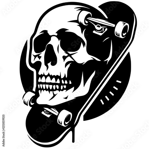 Skull skateboard silhouette
