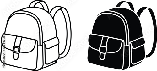 Backpack Designs Outline and Solid Black School Bags
