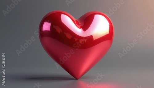 Glossy Red Heart on Muted Gray: A Bold Visual Contrast in Photography