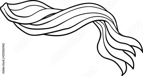 Abstract flowing lines, wavy ribbons, elegant design, graphic art, black and white illustration, sty