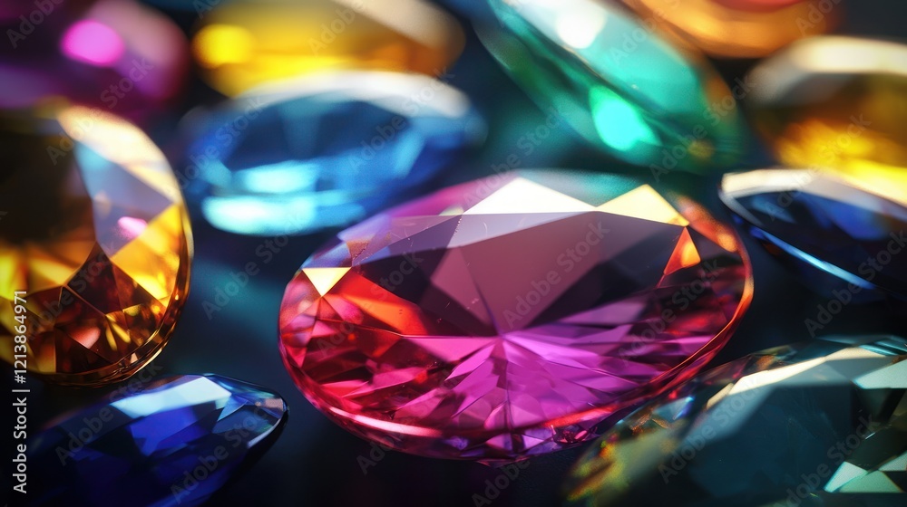 A smooth, colorful gemstones, shining under bright light, showing their polished surface A smooth, colorful gemstones, shining under bright light, showing their polished surface