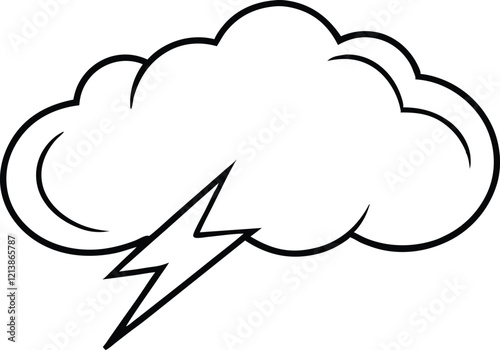 Cartoon Cloud with Lightning Bolt Weather, Storm, Electricity