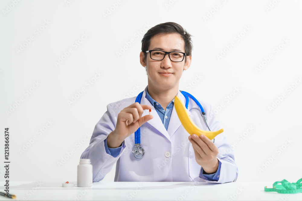 A male nutritionist holding an apple, surrounded by mixed fruit, emphasizing care for health and wellness,promoting nutritious eating, and offering guidance for a balanced, healthy lifestyle against A male nutritionist holding an apple, surrounded by mixed fruit, emphasizing care for health and wellness,promoting nutritious eating, and offering guidance for a balanced, healthy lifestyle against