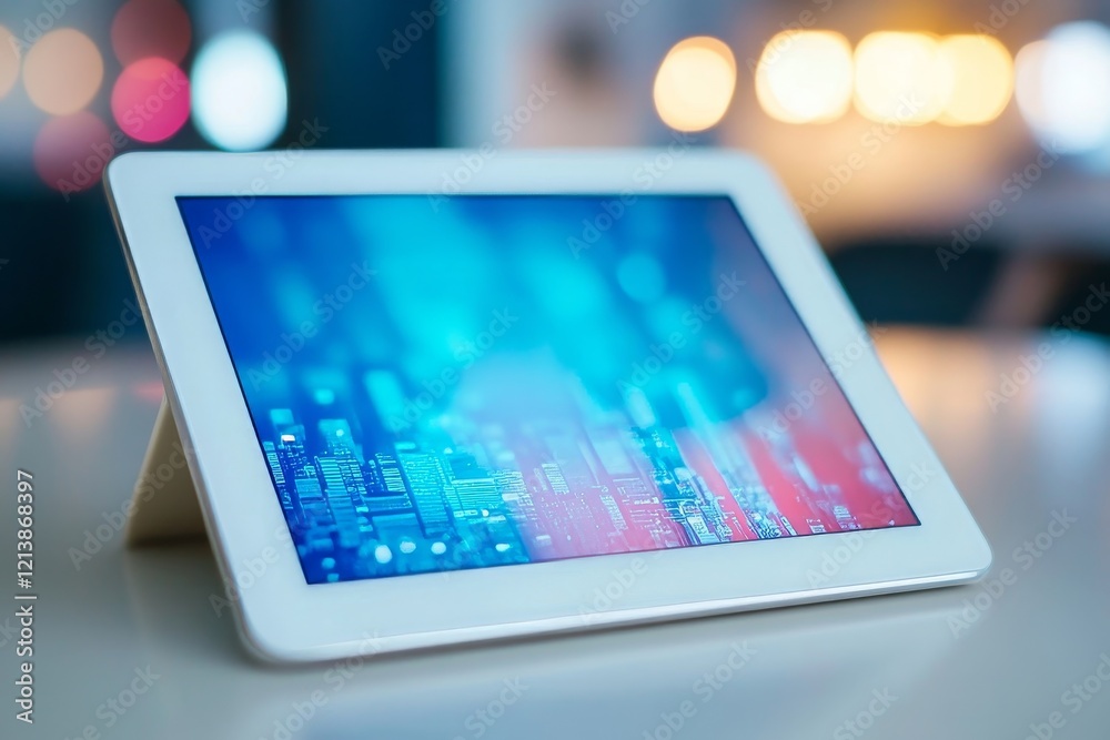 Tablet PC With News On Desk, Generative AI Tablet PC With News On Desk, Generative AI