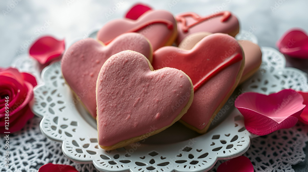 Obraz premium heart shaped cookies on a plate