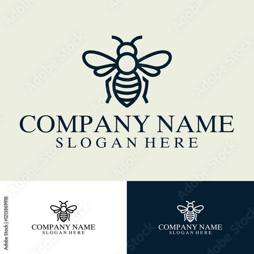 Bee Logo Design Vintage Luxury Company