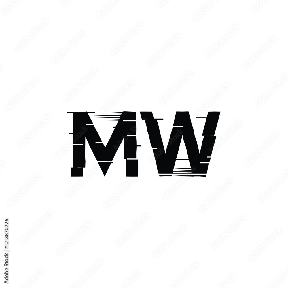 Obraz premium MW monogram logo design letter text name symbol monochrome logotype alphabet character simple logo