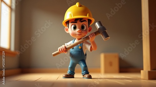 Wallpaper Mural  Animate a character swinging a hammer in a labor mockup, stopping to inspect their work, and wiping sweat from their brow before continuing. Torontodigital.ca