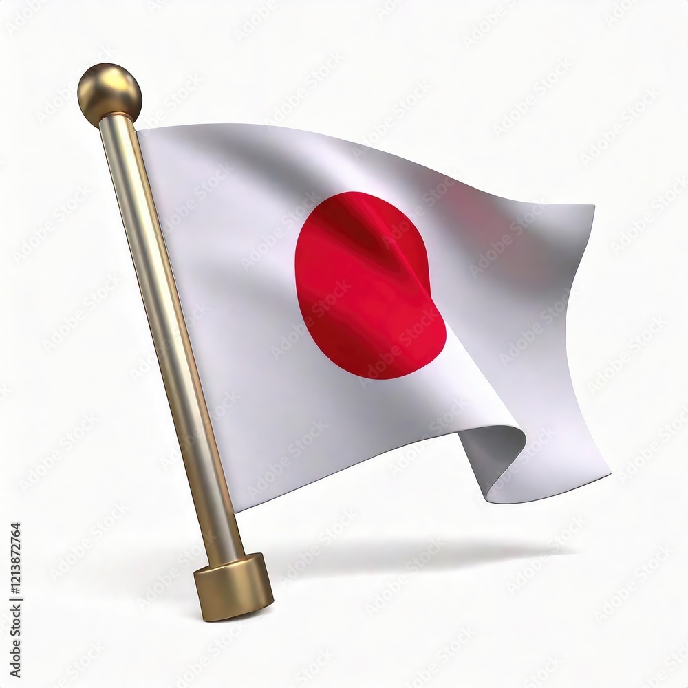 Japanese Flag: A Realistic, Elegant Desk Flag with a Vibrant Red Disc Japanese Flag: A Realistic, Elegant Desk Flag with a Vibrant Red Disc