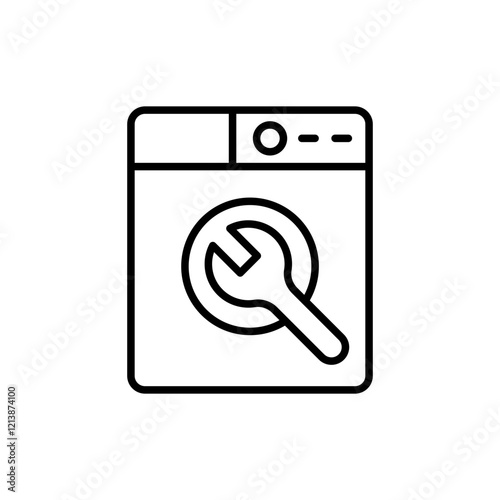 Washing machine repair outline icons, minimalist vector illustration ,simple transparent graphic element .Isolated on white background