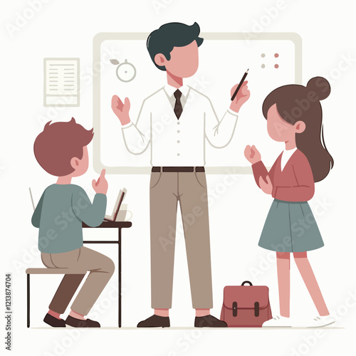 Teacher Explaining Lesson to Students in a Classroom