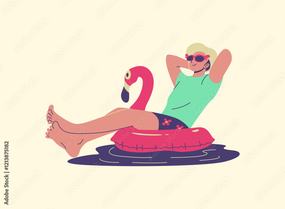 Fototapeta premium Illustration of an Happy Summer Season Man Relaxing