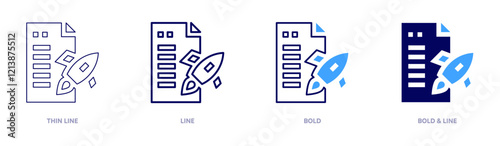 Launch icon in 4 different styles. Thin Line, Line, Bold, and Bold Line. Duotone style. Editable stroke photo