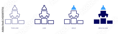 Start up icon in 4 different styles. Thin Line, Line, Bold, and Bold Line. Duotone style. Editable stroke