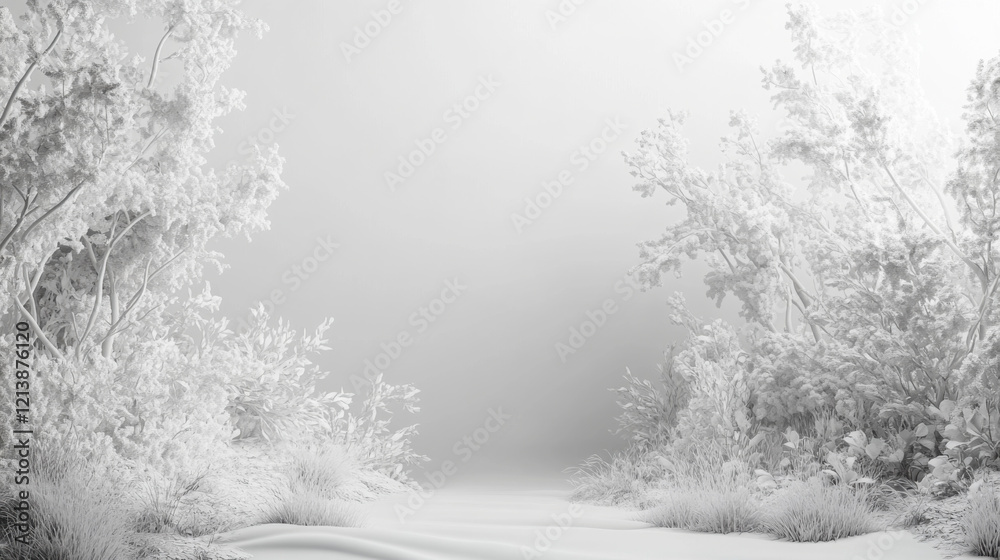 Obraz premium Abstract fantasy backdrop with white archways and clouds in a serene setting