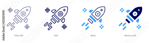 Startup equity icon in 4 different styles. Thin Line, Line, Bold, and Bold Line. Duotone style. Editable stroke