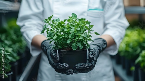 Flourishing Houseplant in Gardener s Hands Showcasing Sustainable Vegan Living Tips photo