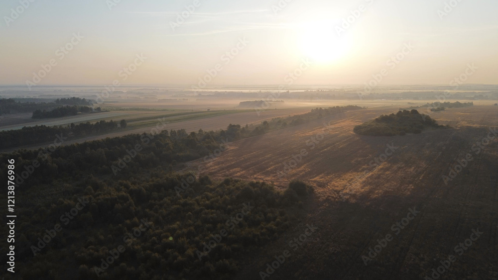 Fototapeta premium Moody morning fog over autumn landscape