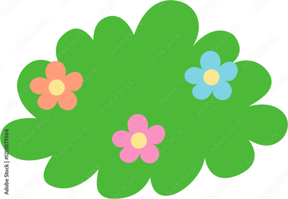 Cute Bush With Flower Illustration Cute Bush With Flower Illustration