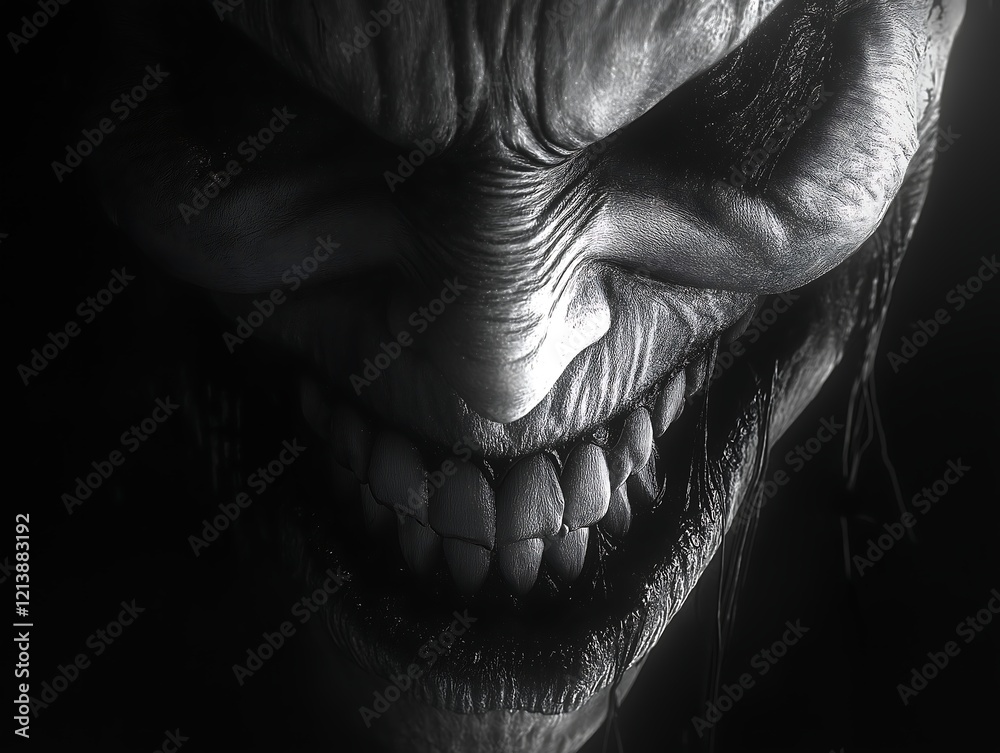 Obraz premium Terrifying Demon Face Close-up