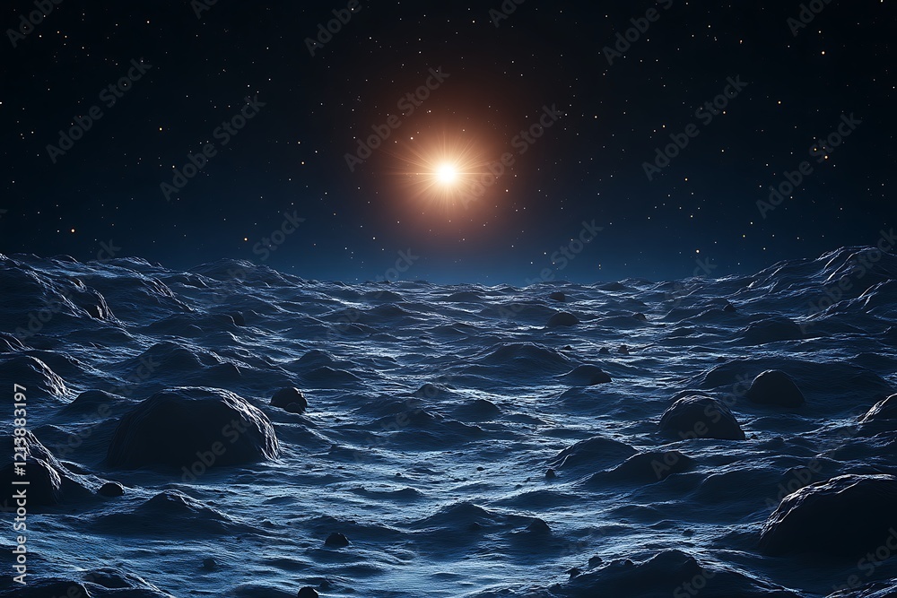 Alien planet landscape with a sun. Alien planet landscape with a sun.