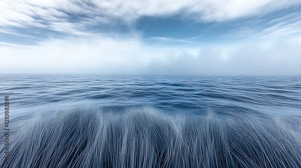 Fototapeta premium Serene Ocean Scene With Abstract Grassy Undertow
