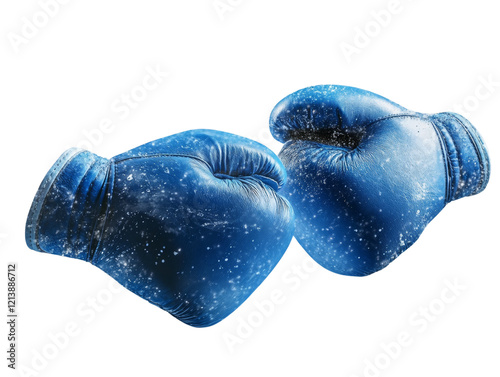 Blue boxing gloves for competitive sports.