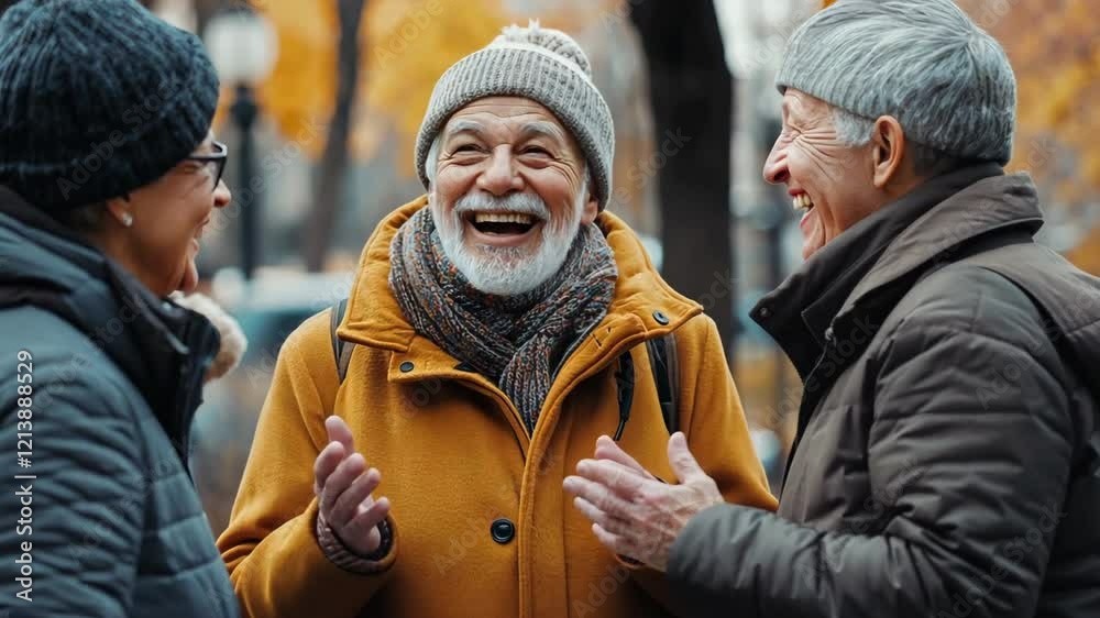 An elderly group of people walking in a park An elderly group of people walking in a park