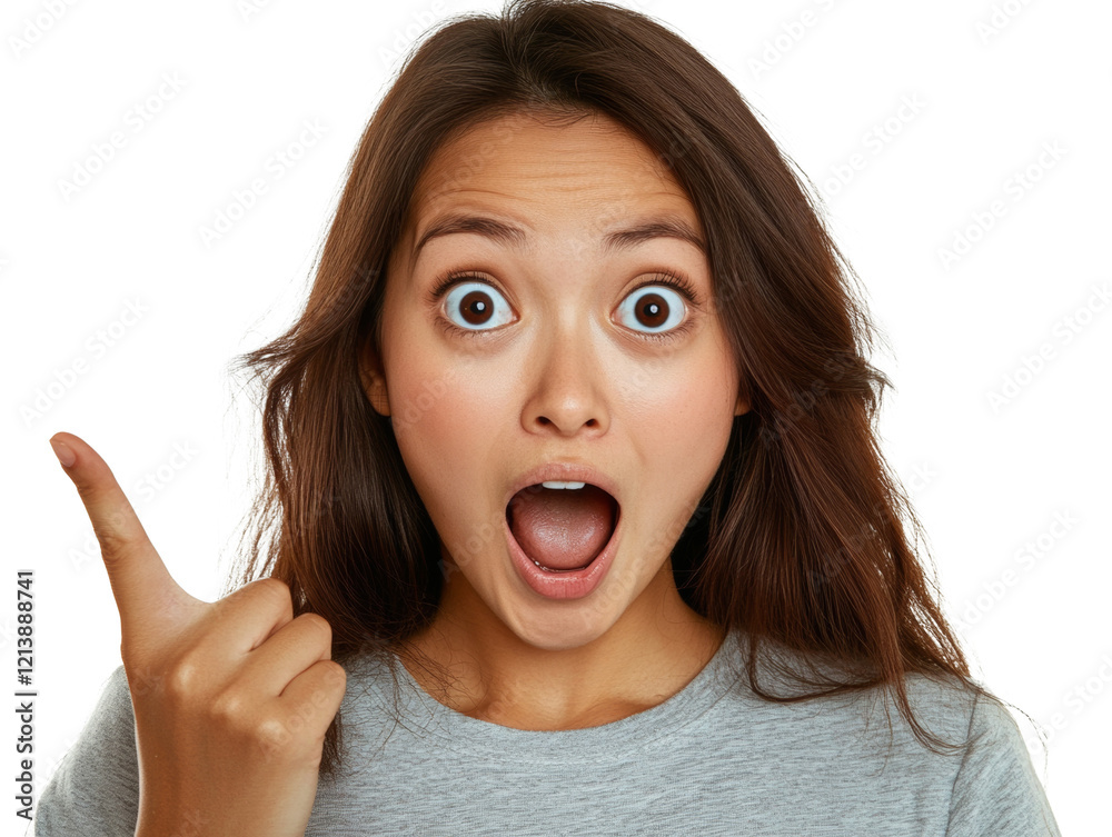 A surprised woman expressing excitement. A surprised woman expressing excitement.