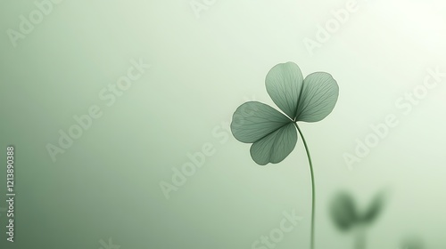 A single minimalist clover with smoky swirling lines accentuating its tiny leaves and flowers.