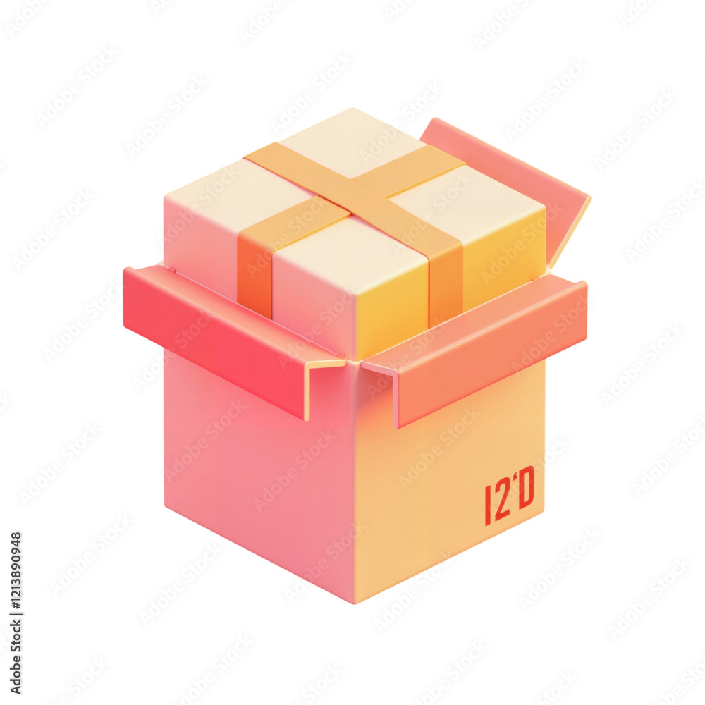 Fototapeta premium Stylized packing box with vibrant colors, modern packaging concept