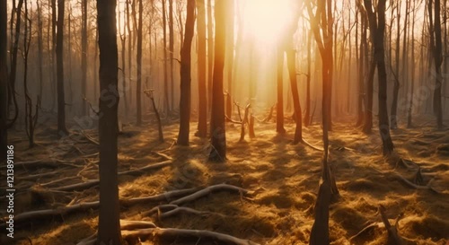 Dry Forest Remnants at Golden Hour