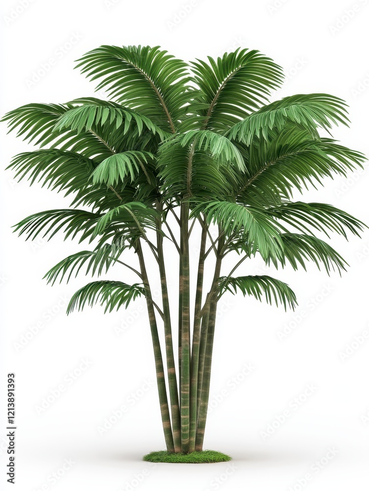 Obraz premium Lush Green Clumping Bamboo Palm Tree Isolated on White Background