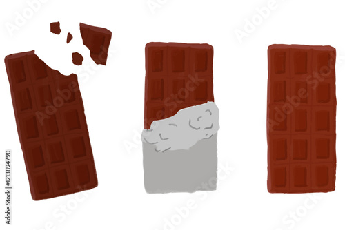 手描きのおしゃれな板チョコのイラストセット