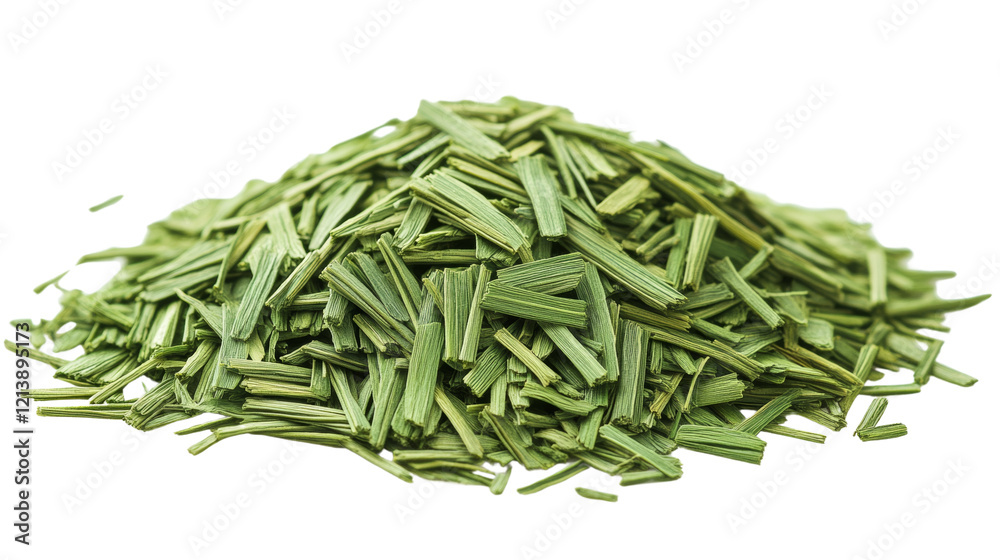 Fototapeta premium Freshly cut lemongrass herb pile on white background