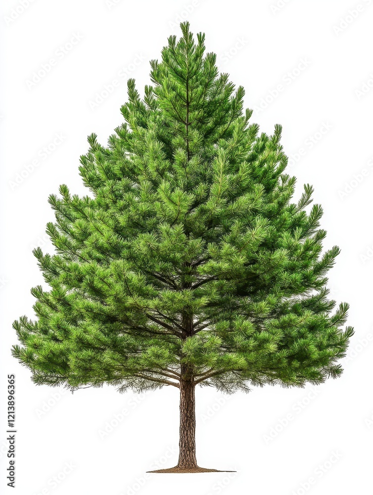 Lush Green Coniferous Tree Isolated on White Background Ideal for Nature Designs and Compositions Lush Green Coniferous Tree Isolated on White Background Ideal for Nature Designs and Compositions