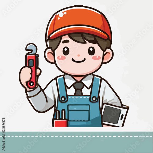 vector character of a smiling field worker