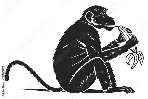 the monkey eating 