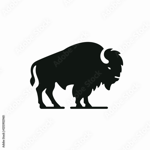 Bison silhouette in black on a white background