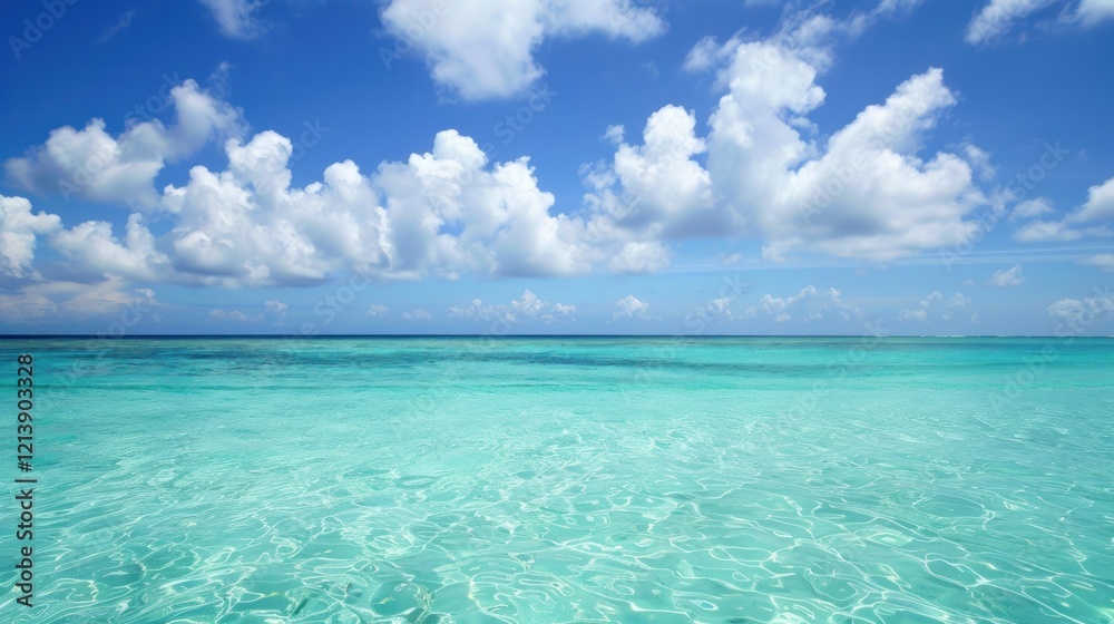 Tropical ocean, bright sky, calm water, vacation background Tropical ocean, bright sky, calm water, vacation background