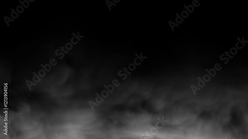 Realistic smoke cloud fog overlay. White smoke slowly moving on a black background