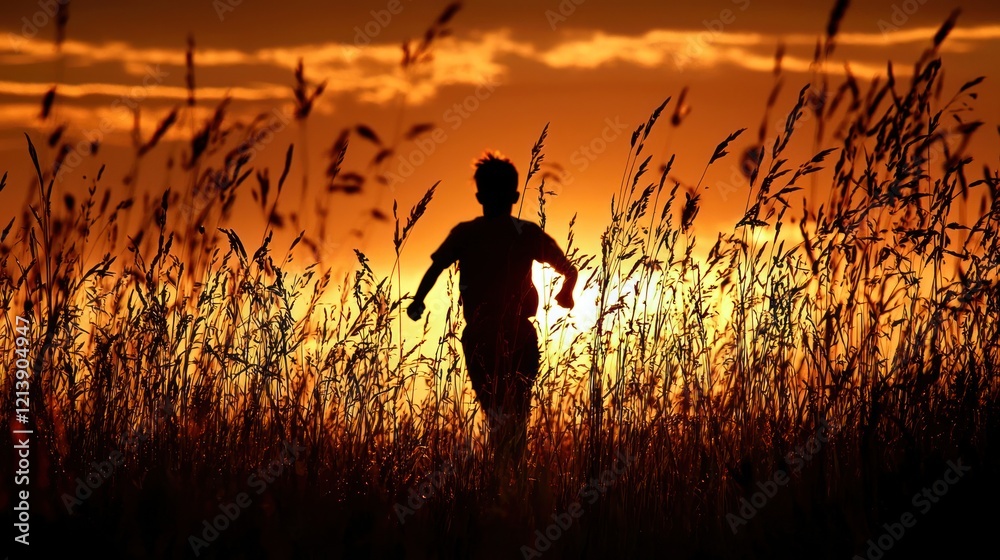 A silhouette of a person running through a field of tall grass, symbolizing the joy and liberty of freedom. A silhouette of a person running through a field of tall grass, symbolizing the joy and liberty of freedom.