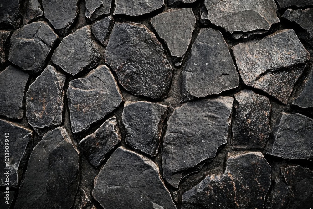 Fototapeta premium Dark Stone Wall Creates Rustic Texture Background with Masonry and Rock Surface for Construction, Architecture Themes