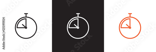 Timer and clock icon set. Icons related to stopwatch, timer, hourglass, sandglass timer, clock. isolated on white and black background. vector illustration. EPS 10